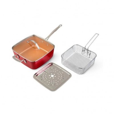 hot selling pressed aluminum non stick cooper chef pan,square copper pan